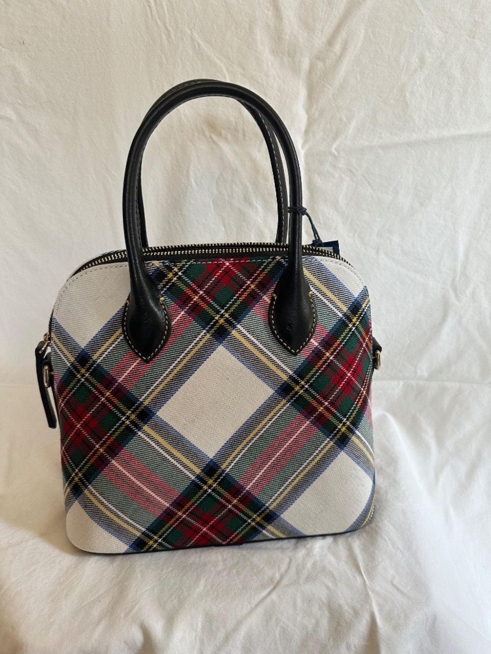 Dooney & Burke winter white plaid dome purse - Picture 2 of 6